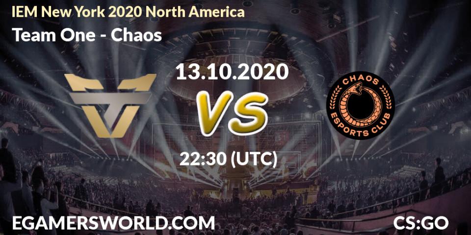 Team One - Chaos: ennuste. 13.10.2020 at 22:30, Counter-Strike (CS2), IEM New York 2020 North America
