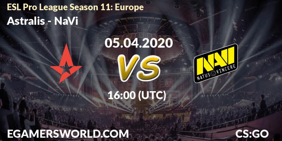 Astralis - NaVi: ennuste. 05.04.2020 at 16:15, Counter-Strike (CS2), ESL Pro League Season 11: Europe