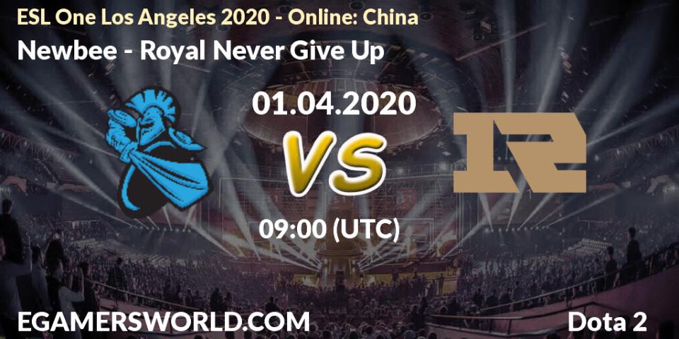 Newbee - Royal Never Give Up: ennuste. 01.04.20, Dota 2, ESL One Los Angeles 2020 - Online: China