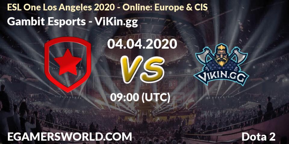 Gambit Esports - ViKin.gg: ennuste. 04.04.2020 at 09:01, Dota 2, ESL One Los Angeles 2020 - Online: Europe & CIS