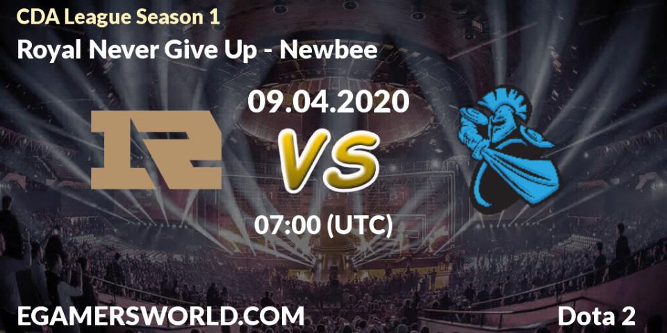 Royal Never Give Up - Newbee: ennuste. 09.04.2020 at 07:06, Dota 2, CDA League Season 1