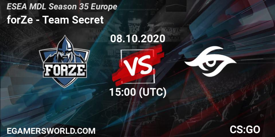 forZe - Team Secret: ennuste. 08.10.2020 at 15:00, Counter-Strike (CS2), ESEA MDL Season 35 Europe