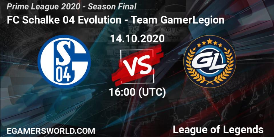 FC Schalke 04 Evolution - Team GamerLegion: ennuste. 14.10.2020 at 17:07, LoL, Prime League 2020 - Season Final