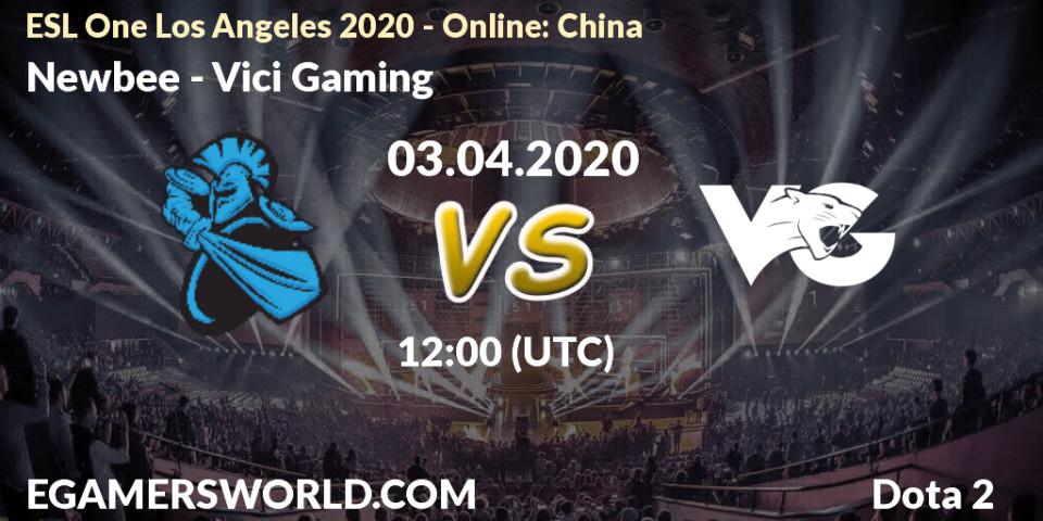 Newbee - Vici Gaming: ennuste. 03.04.20, Dota 2, ESL One Los Angeles 2020 - Online: China