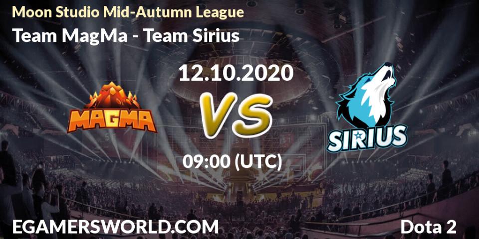 Team MagMa - Team Sirius: ennuste. 12.10.2020 at 09:29, Dota 2, Moon Studio Mid-Autumn League