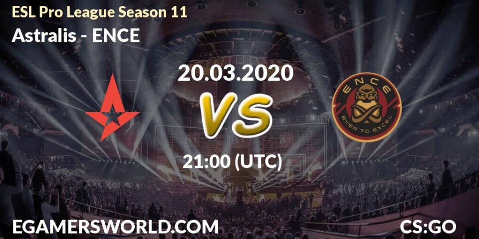Astralis - ENCE: ennuste. 20.03.2020 at 21:00, Counter-Strike (CS2), ESL Pro League Season 11: Europe