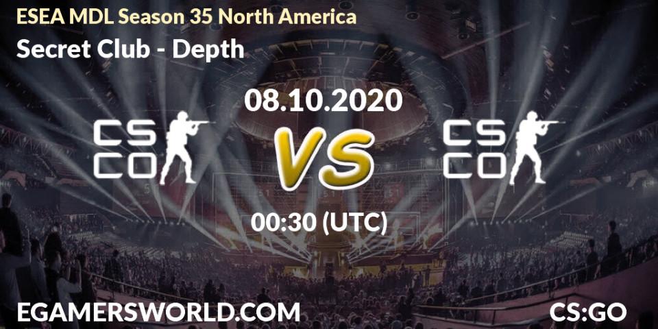 Secret Club - Depth: ennuste. 08.10.2020 at 00:30, Counter-Strike (CS2), ESEA MDL Season 35 North America