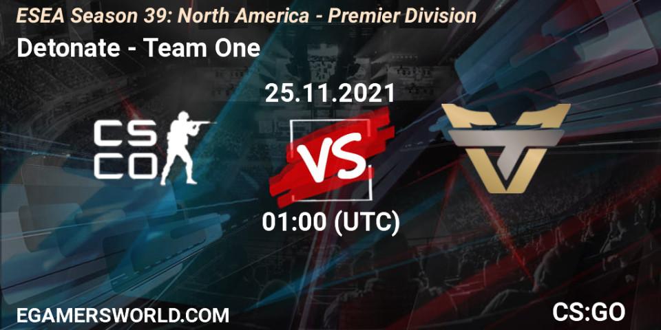 Detonate - Team One: ennuste. 08.12.2021 at 01:00, Counter-Strike (CS2), ESEA Season 39: North America - Premier Division