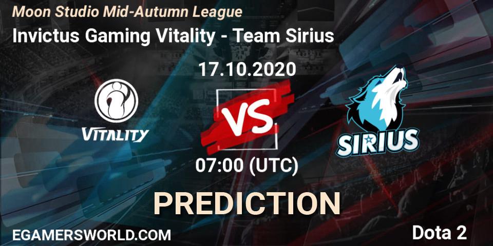 Invictus Gaming Vitality - Team Sirius: ennuste. 17.10.2020 at 07:30, Dota 2, Moon Studio Mid-Autumn League