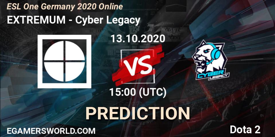 EXTREMUM - Cyber Legacy: ennuste. 13.10.2020 at 15:01, Dota 2, ESL One Germany 2020 Online