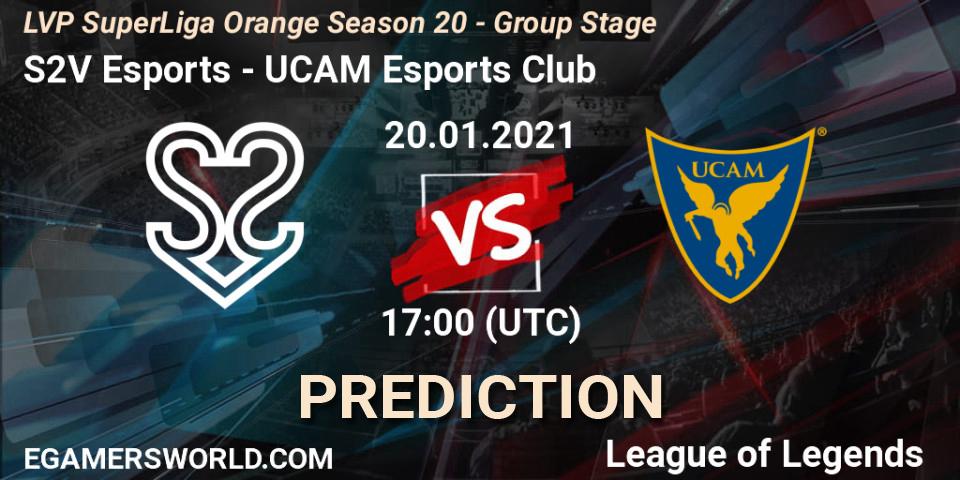 S2V Esports - UCAM Esports Club: ennuste. 20.01.2021 at 17:00, LoL, LVP SuperLiga Orange Season 20 - Group Stage