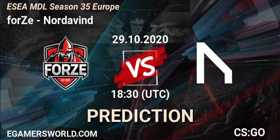 forZe - Nordavind: ennuste. 29.10.2020 at 18:30, Counter-Strike (CS2), ESEA MDL Season 35 Europe