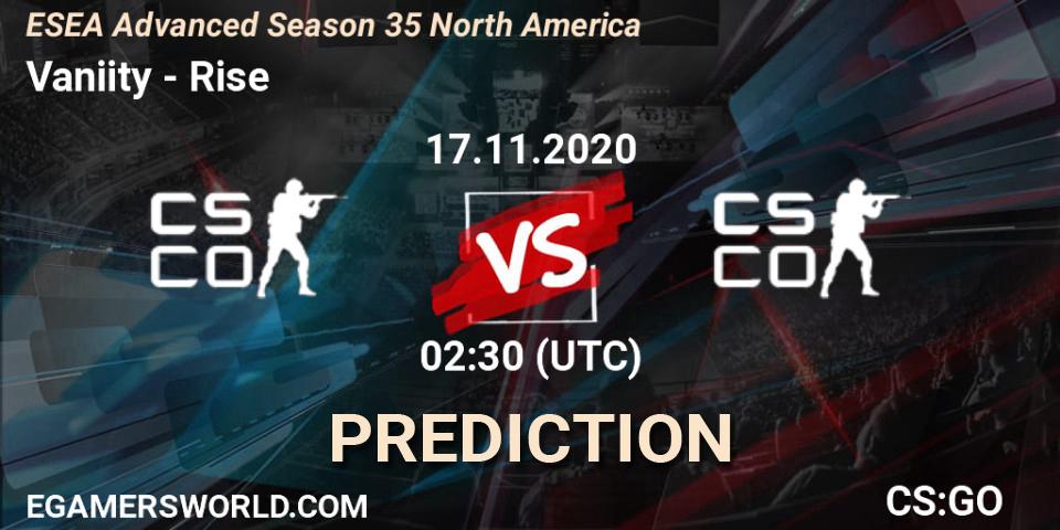 Vaniity - Rise: ennuste. 17.11.2020 at 02:30, Counter-Strike (CS2), ESEA Advanced Season 35 North America