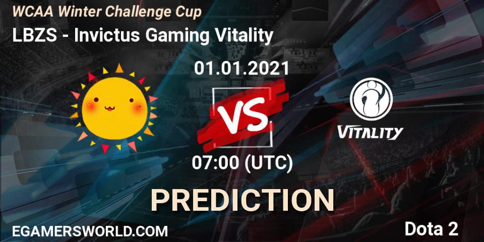 LBZS - Invictus Gaming Vitality: ennuste. 01.01.2021 at 08:04, Dota 2, WCAA Winter Challenge Cup
