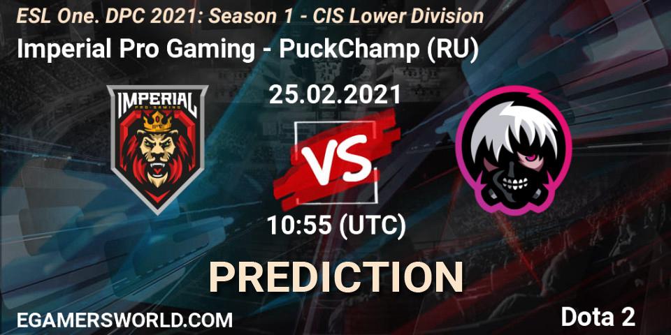 Imperial Pro Gaming - PuckChamp (RU): ennuste. 25.02.21, Dota 2, ESL One. DPC 2021: Season 1 - CIS Lower Division