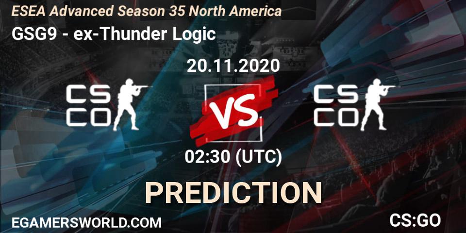 GSG9 - ex-Thunder Logic: ennuste. 21.11.2020 at 02:00, Counter-Strike (CS2), ESEA Advanced Season 35 North America