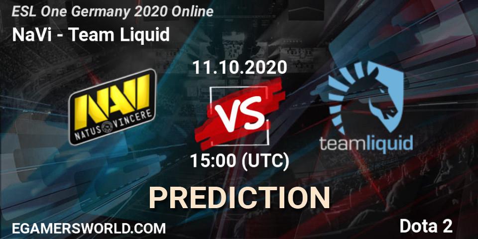 NaVi - Team Liquid: ennuste. 11.10.2020 at 15:42, Dota 2, ESL One Germany 2020 Online