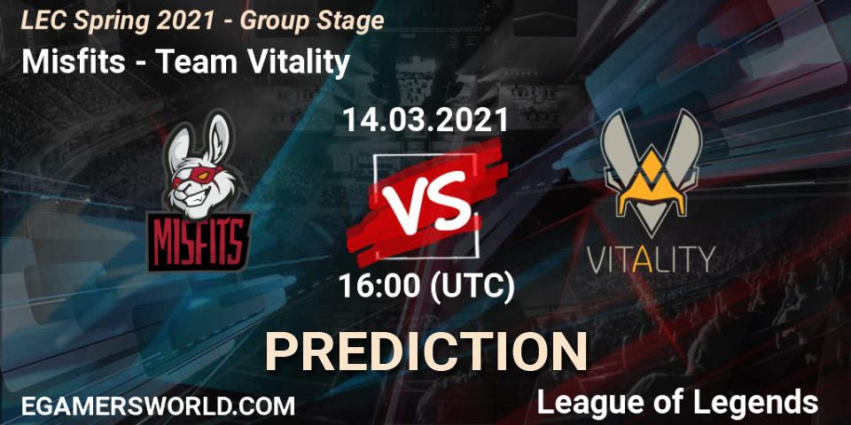 Misfits - Team Vitality: ennuste. 14.03.2021 at 16:00, LoL, LEC Spring 2021 - Group Stage
