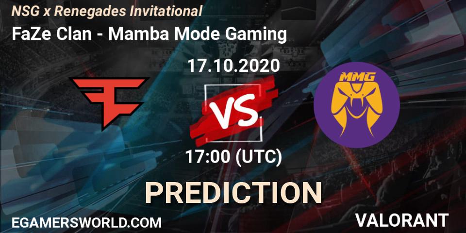 FaZe Clan - Mamba Mode Gaming: ennuste. 17.10.2020 at 17:00, VALORANT, NSG x Renegades Invitational