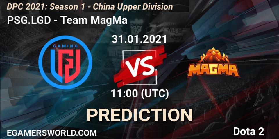 PSG.LGD - Team MagMa: ennuste. 31.01.2021 at 11:38, Dota 2, DPC 2021: Season 1 - China Upper Division
