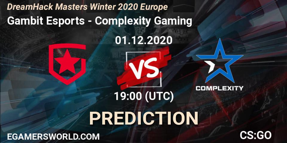Gambit Esports - Complexity Gaming: ennuste. 01.12.2020 at 19:00, Counter-Strike (CS2), DreamHack Masters Winter 2020 Europe