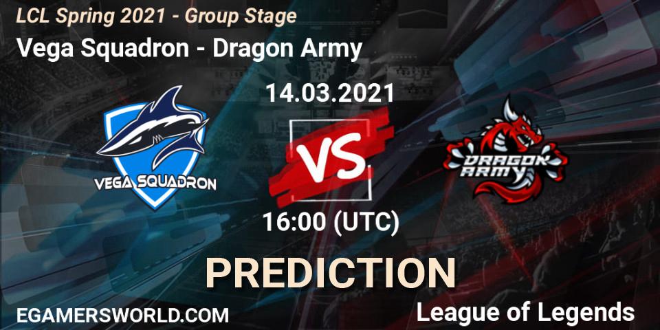 Vega Squadron - Dragon Army: ennuste. 14.03.2021 at 16:00, LoL, LCL Spring 2021 - Group Stage