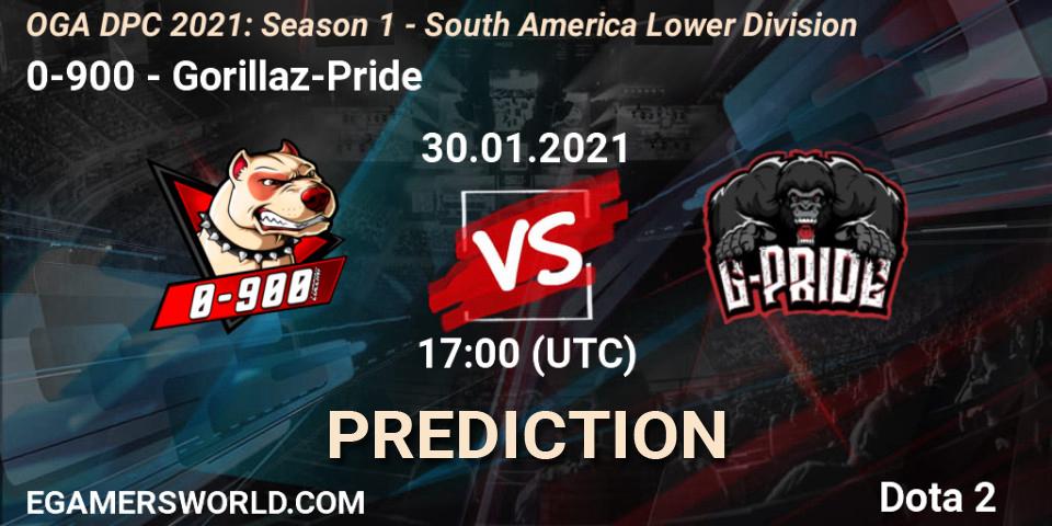 0-900 - Gorillaz-Pride: ennuste. 30.01.21, Dota 2, OGA DPC 2021: Season 1 - South America Lower Division