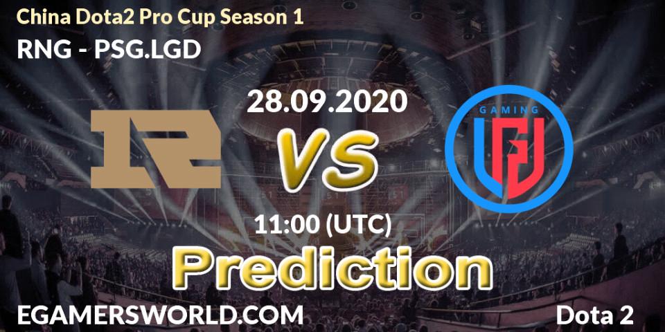 RNG - PSG.LGD: ennuste. 28.09.2020 at 10:58, Dota 2, China Dota2 Pro Cup Season 1