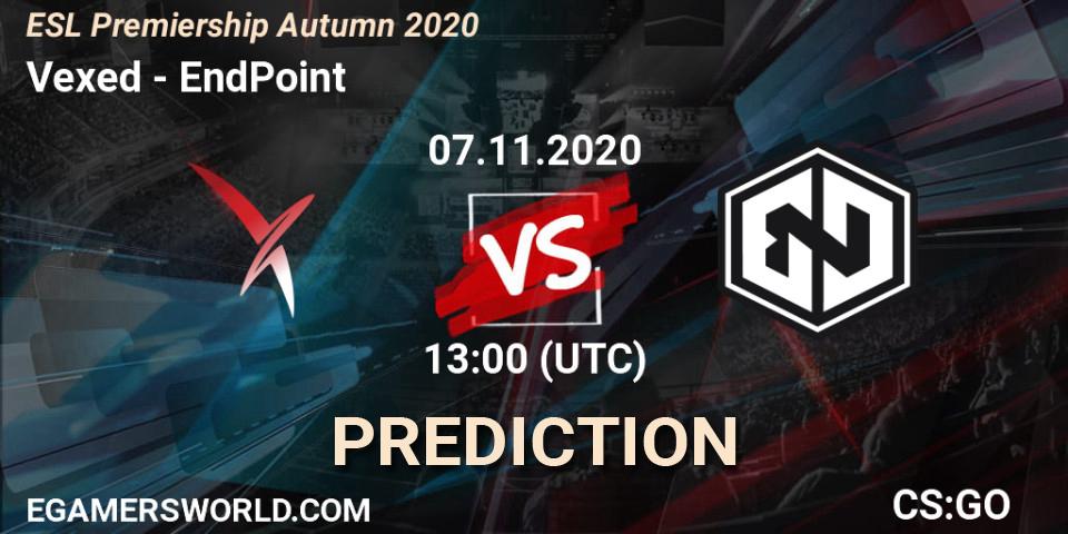 Vexed - EndPoint: ennuste. 07.11.2020 at 13:05, Counter-Strike (CS2), ESL Premiership Autumn 2020