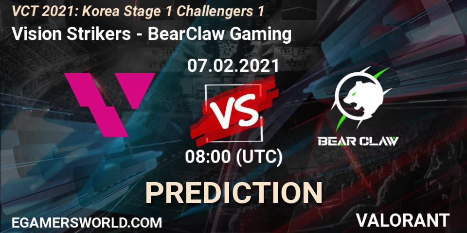 Vision Strikers - BearClaw Gaming: ennuste. 07.02.2021 at 12:00, VALORANT, VCT 2021: Korea Stage 1 Challengers 1