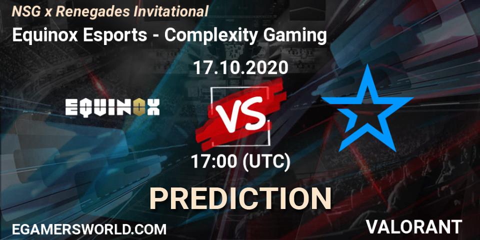 Equinox Esports - Complexity Gaming: ennuste. 17.10.2020 at 17:00, VALORANT, NSG x Renegades Invitational