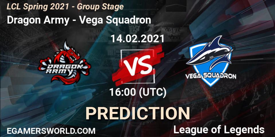 Dragon Army - Vega Squadron: ennuste. 14.02.2021 at 16:00, LoL, LCL Spring 2021 - Group Stage