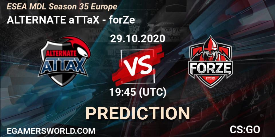 ALTERNATE aTTaX - forZe: ennuste. 29.10.2020 at 19:45, Counter-Strike (CS2), ESEA MDL Season 35 Europe