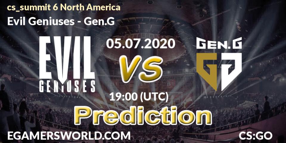 Evil Geniuses - Gen.G: ennuste. 05.07.2020 at 19:30, Counter-Strike (CS2), cs_summit 6 North America
