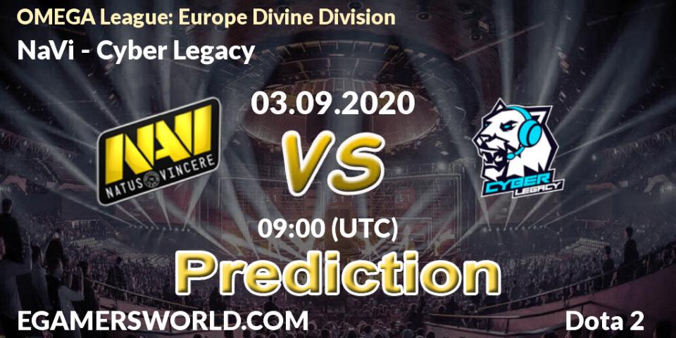 NaVi - Cyber Legacy: ennuste. 03.09.2020 at 09:00, Dota 2, OMEGA League: Europe Divine Division