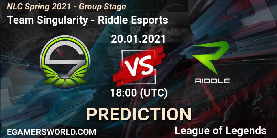 Team Singularity - Riddle Esports: ennuste. 20.01.2021 at 18:00, LoL, NLC Spring 2021 - Group Stage