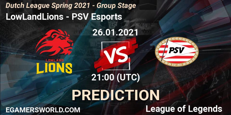 LowLandLions - PSV Esports: ennuste. 26.01.2021 at 21:00, LoL, Dutch League Spring 2021 - Group Stage