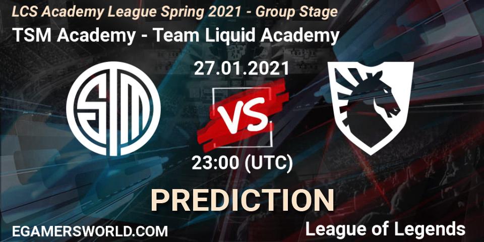 TSM Academy - Team Liquid Academy: ennuste. 27.01.2021 at 23:00, LoL, LCS Academy League Spring 2021 - Group Stage