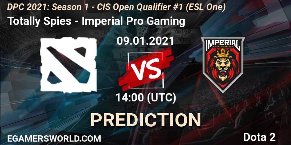 Totally Spies - Imperial Pro Gaming: ennuste. 09.01.2021 at 14:05, Dota 2, DPC 2021: Season 1 - CIS Open Qualifier #1 (ESL One)