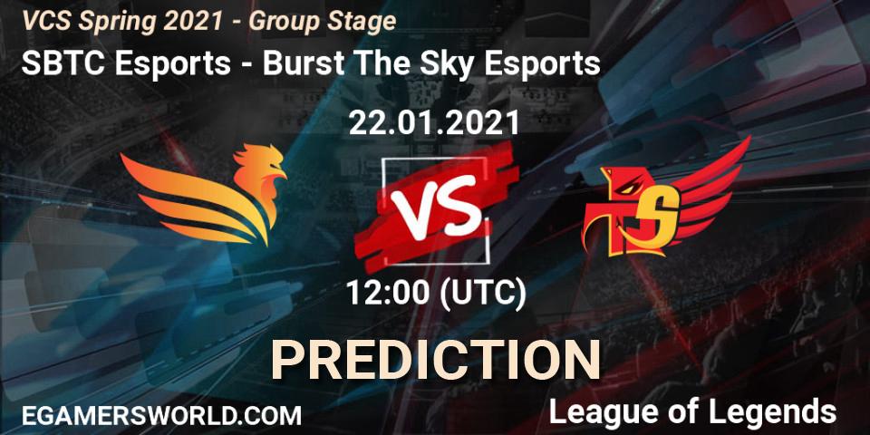 SBTC Esports - Burst The Sky Esports: ennuste. 22.01.2021 at 12:10, LoL, VCS Spring 2021 - Group Stage