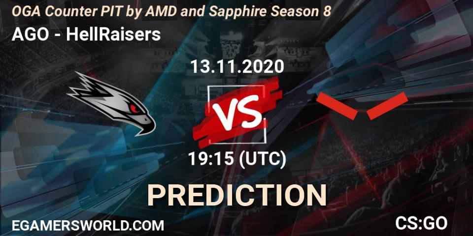 AGO - HellRaisers: ennuste. 13.11.2020 at 19:15, Counter-Strike (CS2), OGA Counter PIT by AMD and Sapphire Season 8
