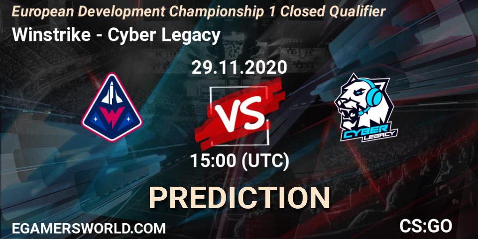 Winstrike - Cyber Legacy: ennuste. 29.11.2020 at 19:25, Counter-Strike (CS2), European Development Championship 1 Closed Qualifier