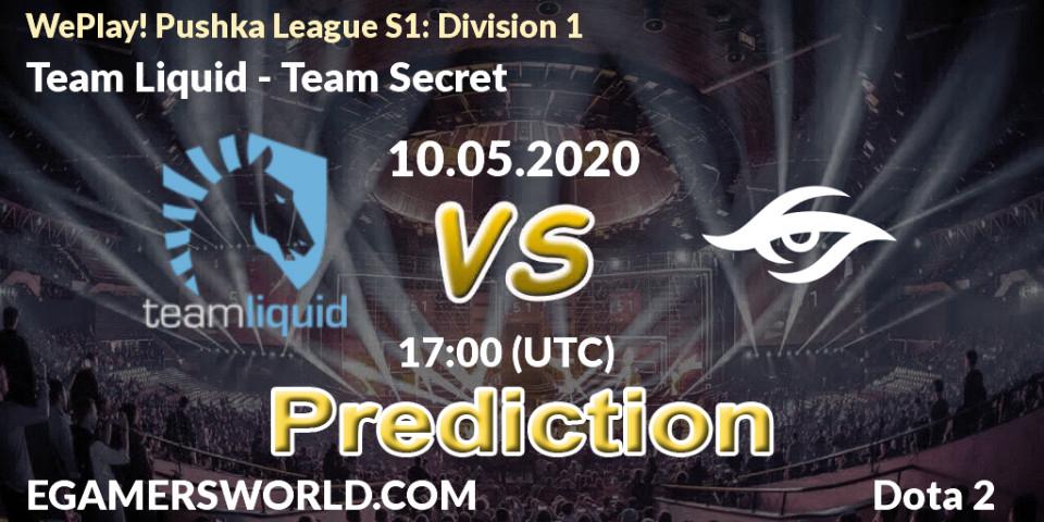 Team Liquid - Team Secret: ennuste. 10.05.2020 at 15:43, Dota 2, WePlay! Pushka League S1: Division 1