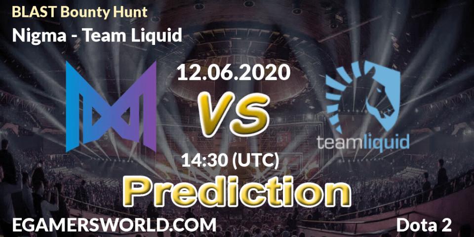 Nigma - Team Liquid: ennuste. 12.06.2020 at 14:31, Dota 2, BLAST Bounty Hunt