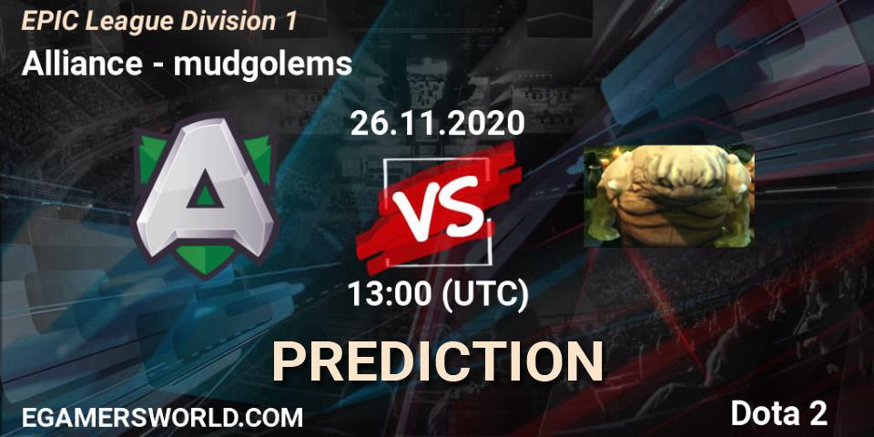Alliance - mudgolems: ennuste. 28.11.2020 at 13:00, Dota 2, EPIC League Division 1
