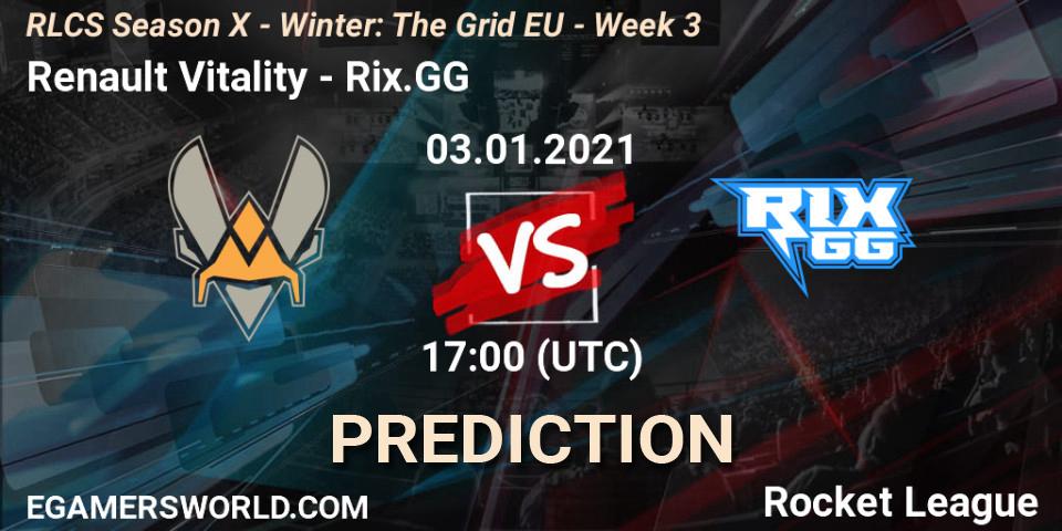 Renault Vitality - Rix.GG: ennuste. 03.01.21, Rocket League, RLCS Season X - Winter: The Grid EU - Week 3