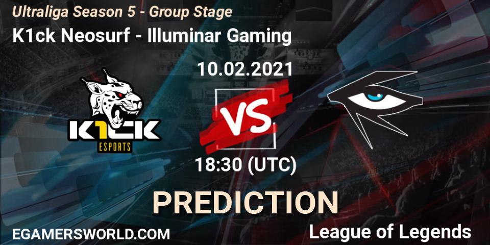 K1ck Neosurf - Illuminar Gaming: ennuste. 10.02.2021 at 18:30, LoL, Ultraliga Season 5 - Group Stage