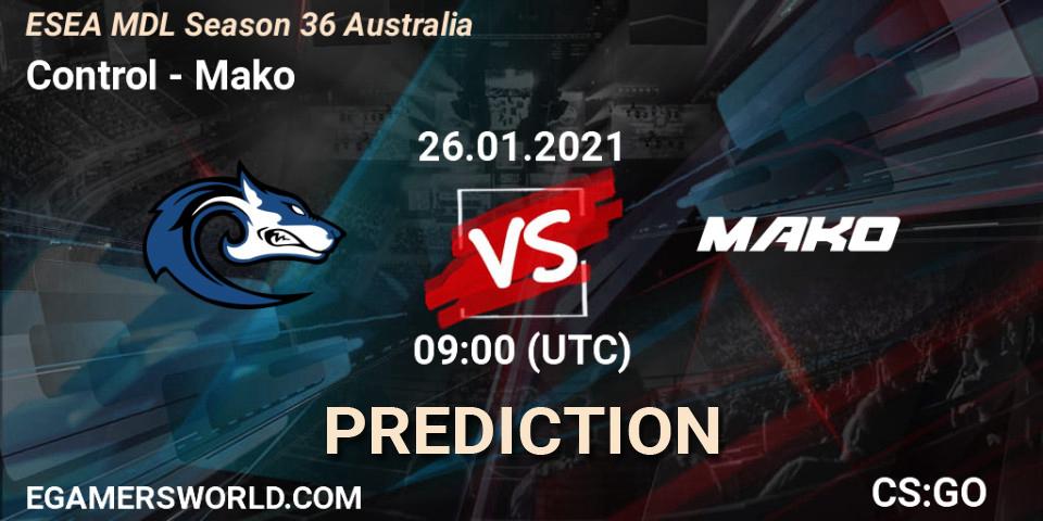 Control - Mako: ennuste. 26.01.21, CS2 (CS:GO), MDL ESEA Season 36: Australia - Premier Division