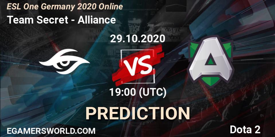 Team Secret - Alliance: ennuste. 29.10.2020 at 16:00, Dota 2, ESL One Germany 2020 Online