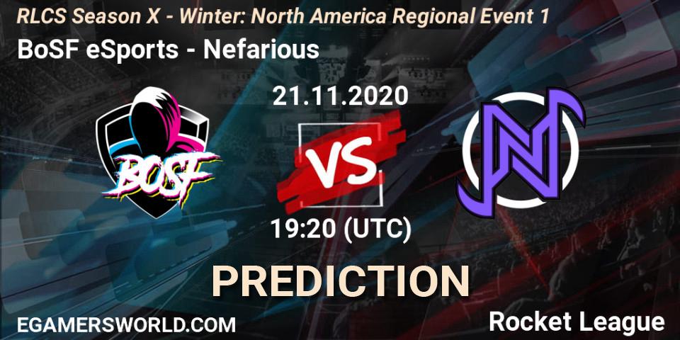 BoSF eSports - Nefarious: ennuste. 21.11.2020 at 19:20, Rocket League, RLCS Season X - Winter: North America Regional Event 1